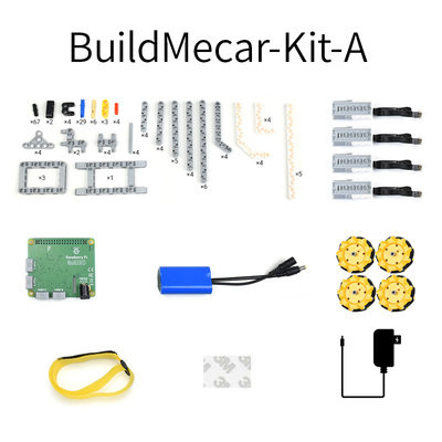 树莓派Raspberry Pi 4B Build HAT电子积木小车 麦克纳姆轮智能车