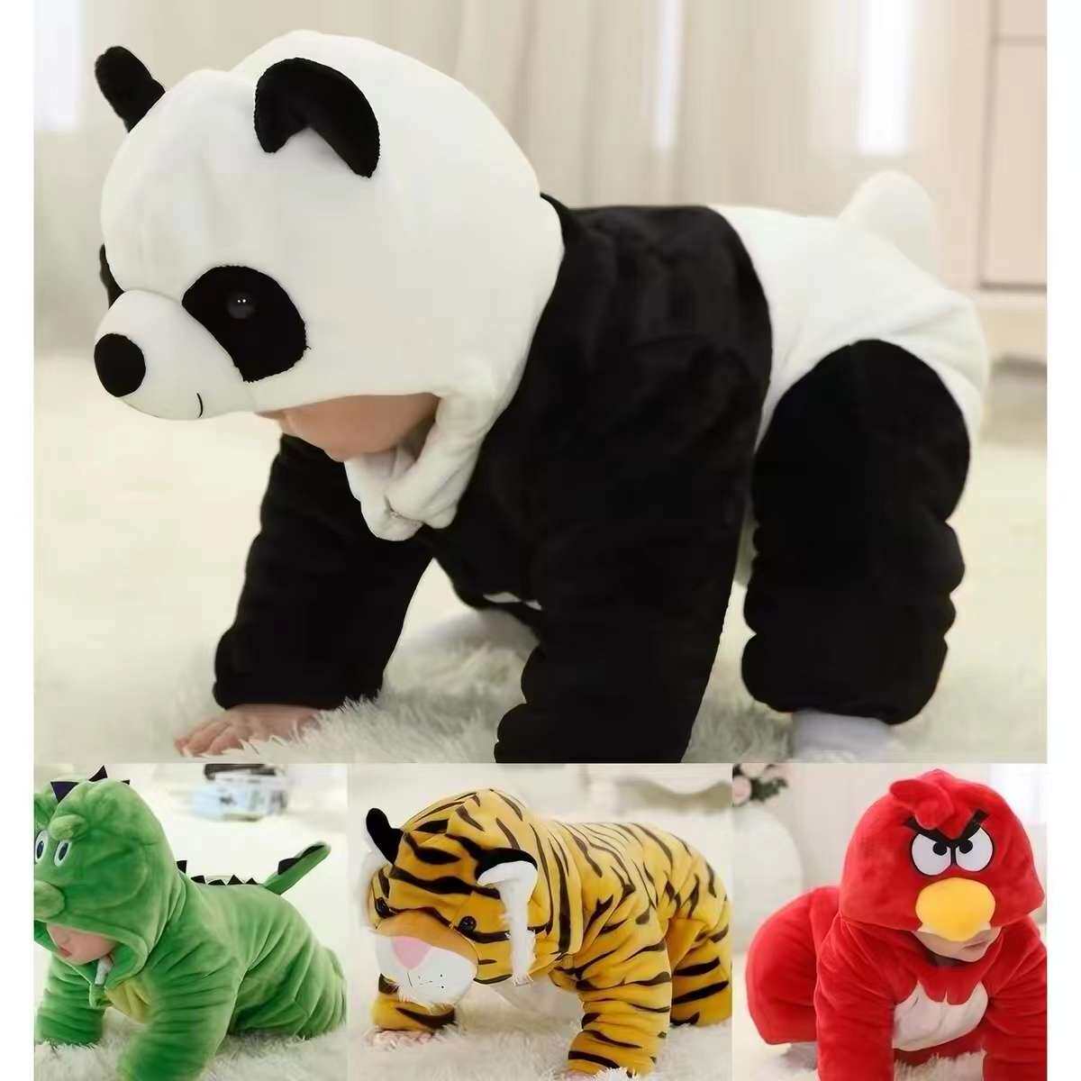 冬天婴儿连体衣熊猫哈衣秋冬季