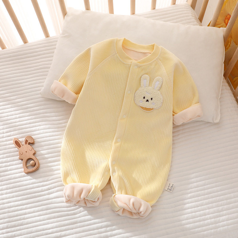 新生婴儿衣服秋冬加绒连体0-12
