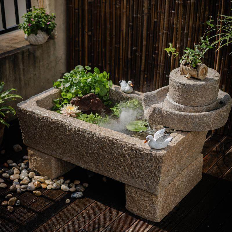 掬涵中式户外庭院人造石磨流水摆件造景布置缸循环水景观磨盘装饰,家居饰品,流水摆件,淘宝优惠券,粉丝福利购,淘宝优惠卷