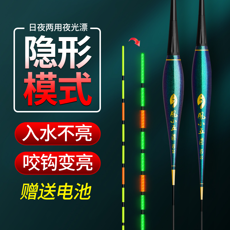 隐形夜光电子漂入水不亮咬钩变亮日夜两用阴天尾夜钓鲫鱼偷鱼浮漂
