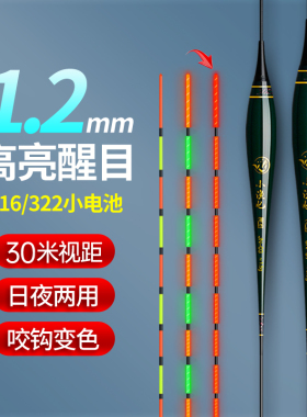 316/322超亮夜光电子漂高灵敏咬钩变色鱼漂日夜两用软尾鲫鱼浮漂