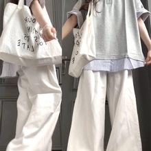 少女韩系学院风休闲运动套装女夏季拼接短袖POLO衫阔腿裤两件套潮