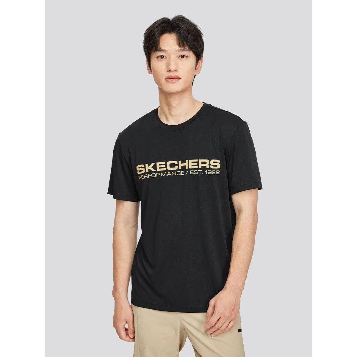 斯凯奇男士圆领T恤运动上衣