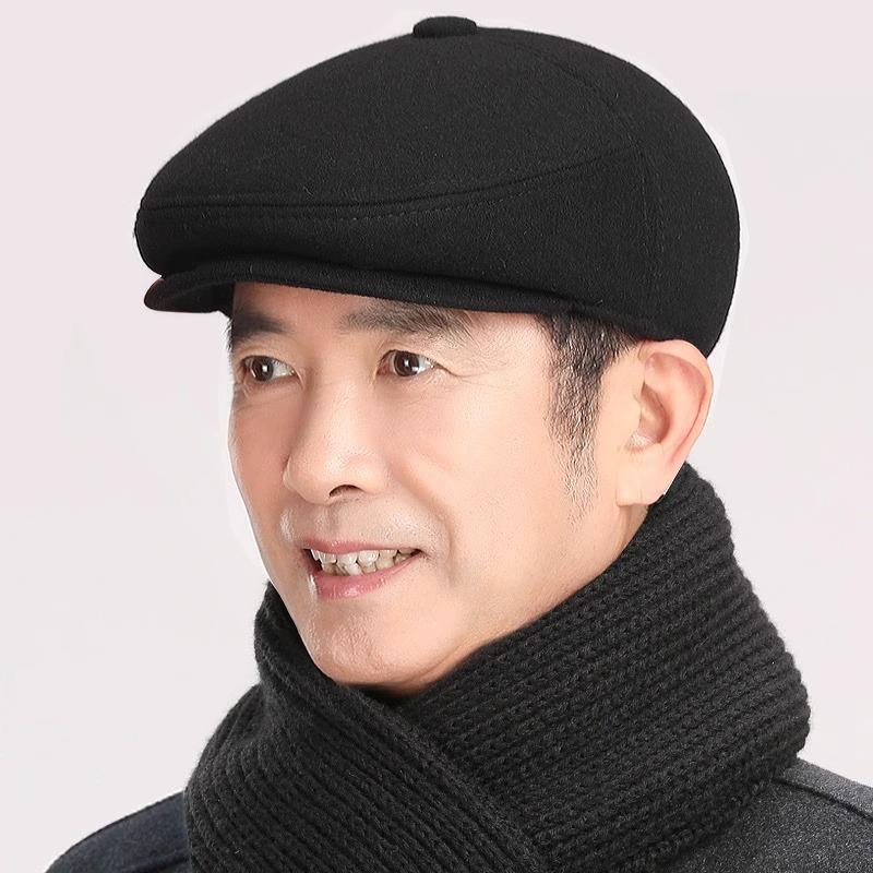 老人帽子男鸭舌帽秋冬保暖护耳中老年人前进帽爸爸爷爷老头棉帽