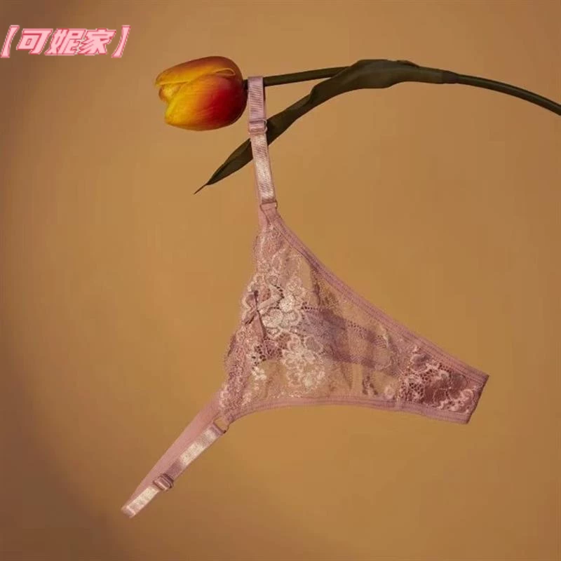 粉嫩蜜臀 丁字裤女性感一根线蕾丝细带纯欲风透明薄款三角裤