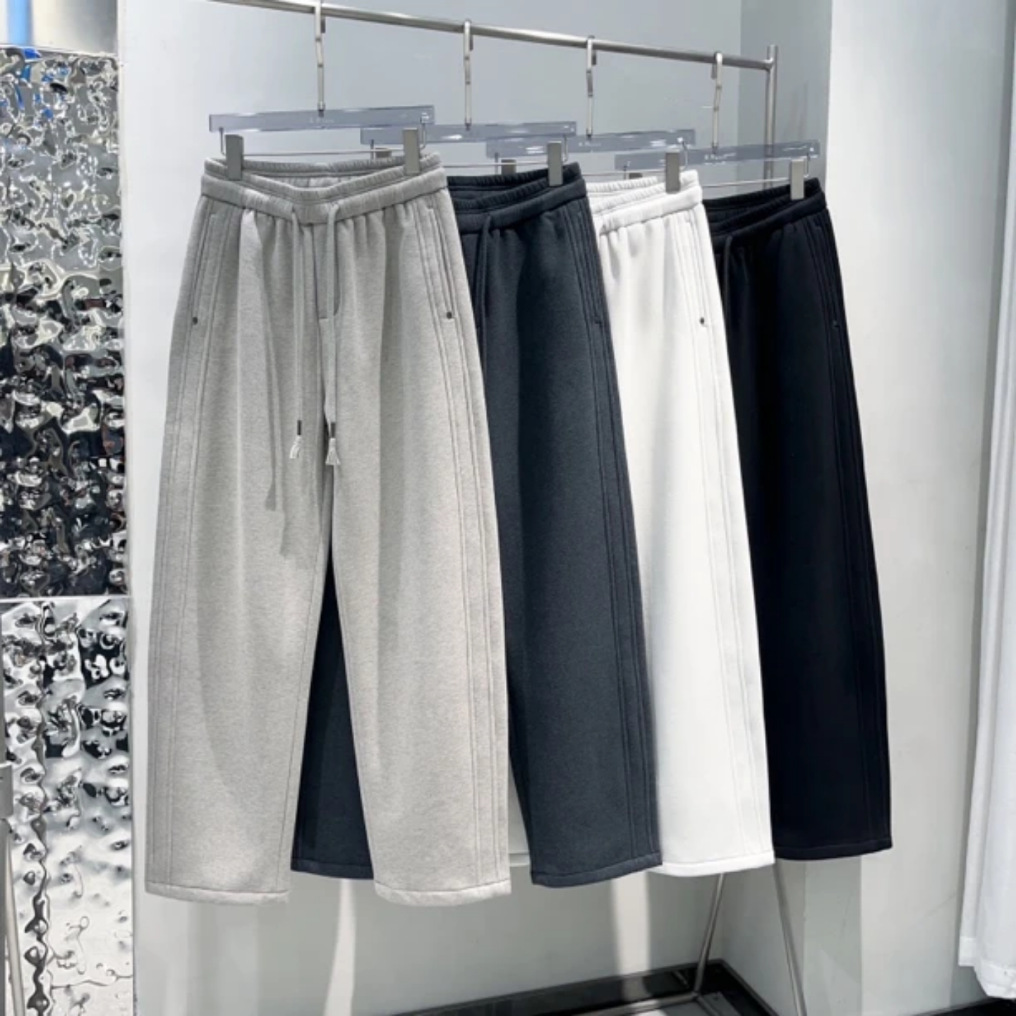 【直播间同款】冬季加绒加厚立体裁剪直筒休闲运动裤男经典百搭款