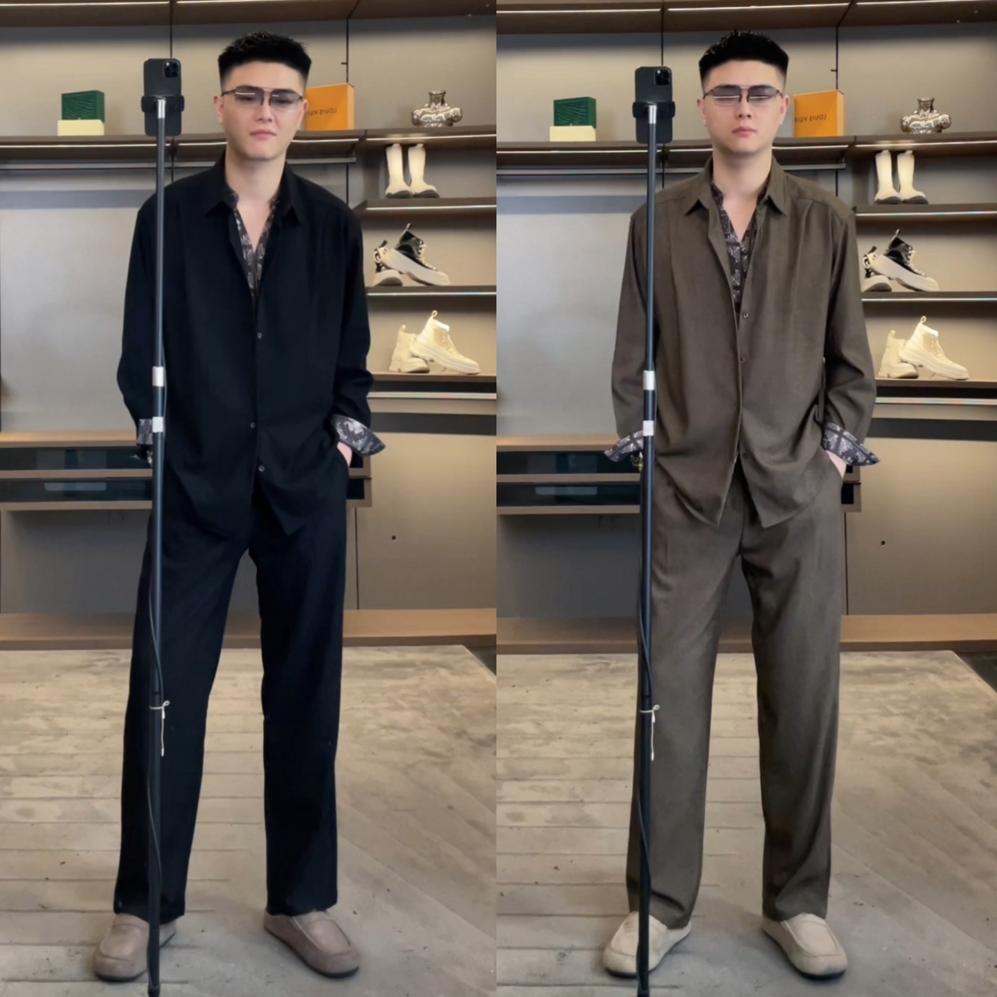 秋季新款时尚复古老钱风男士套装