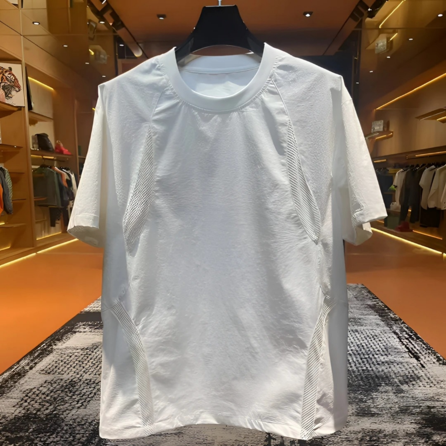 夏季薄款简约透气短袖T恤男士圆领拼接设计运动休闲百搭时尚上衣