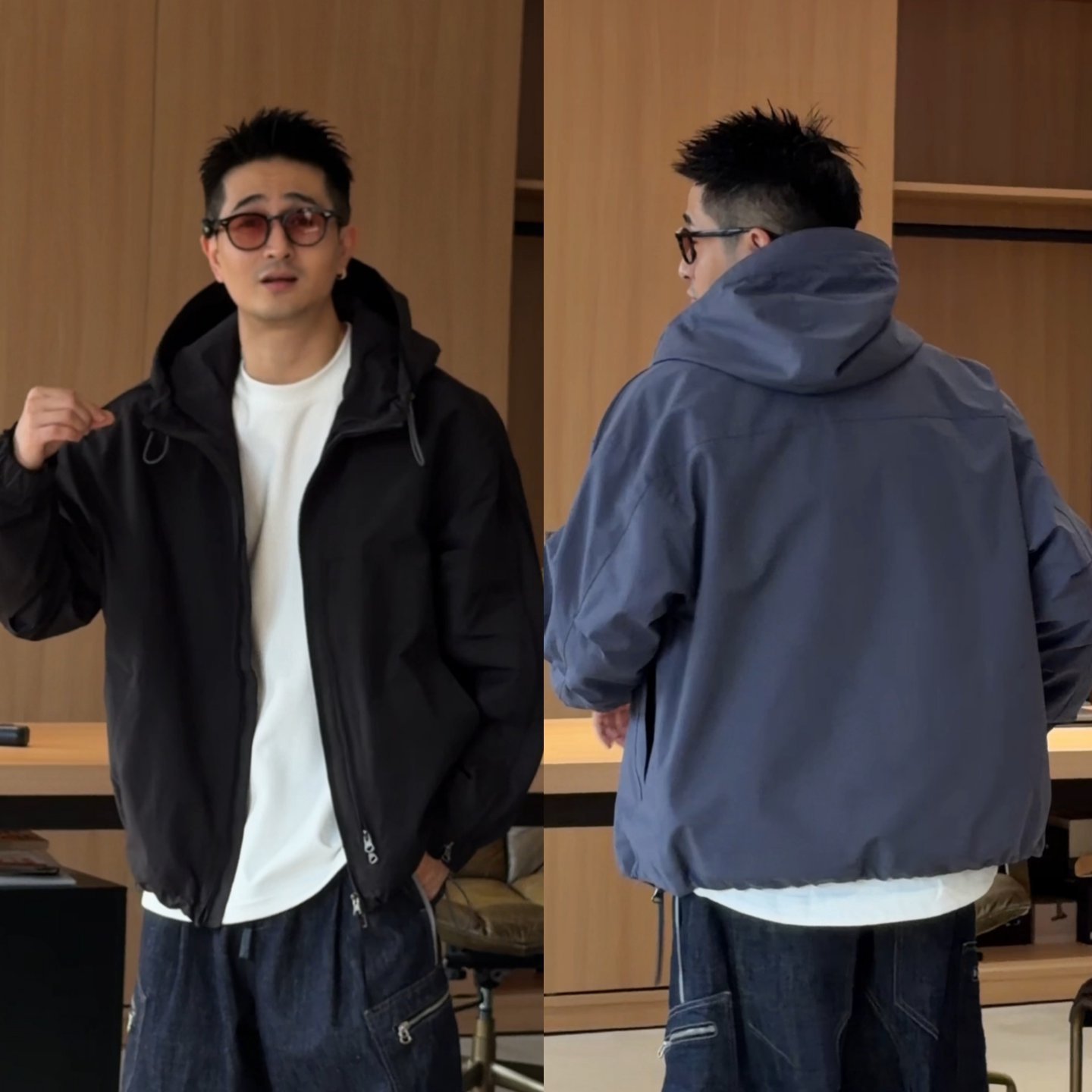 休闲风日常连帽长袖夹克男士
