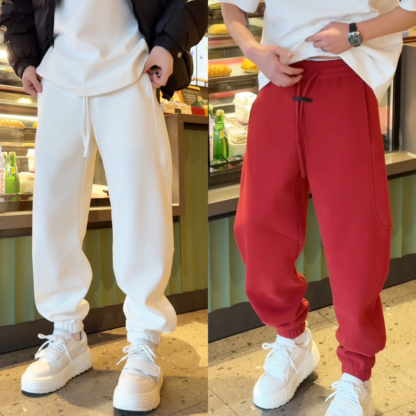 冬季加绒保暖运动风束脚卫裤男