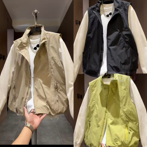 春季工装户外机能风立领马甲男士