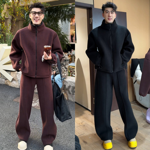 冬季男保暖双面摇粒绒运动套装