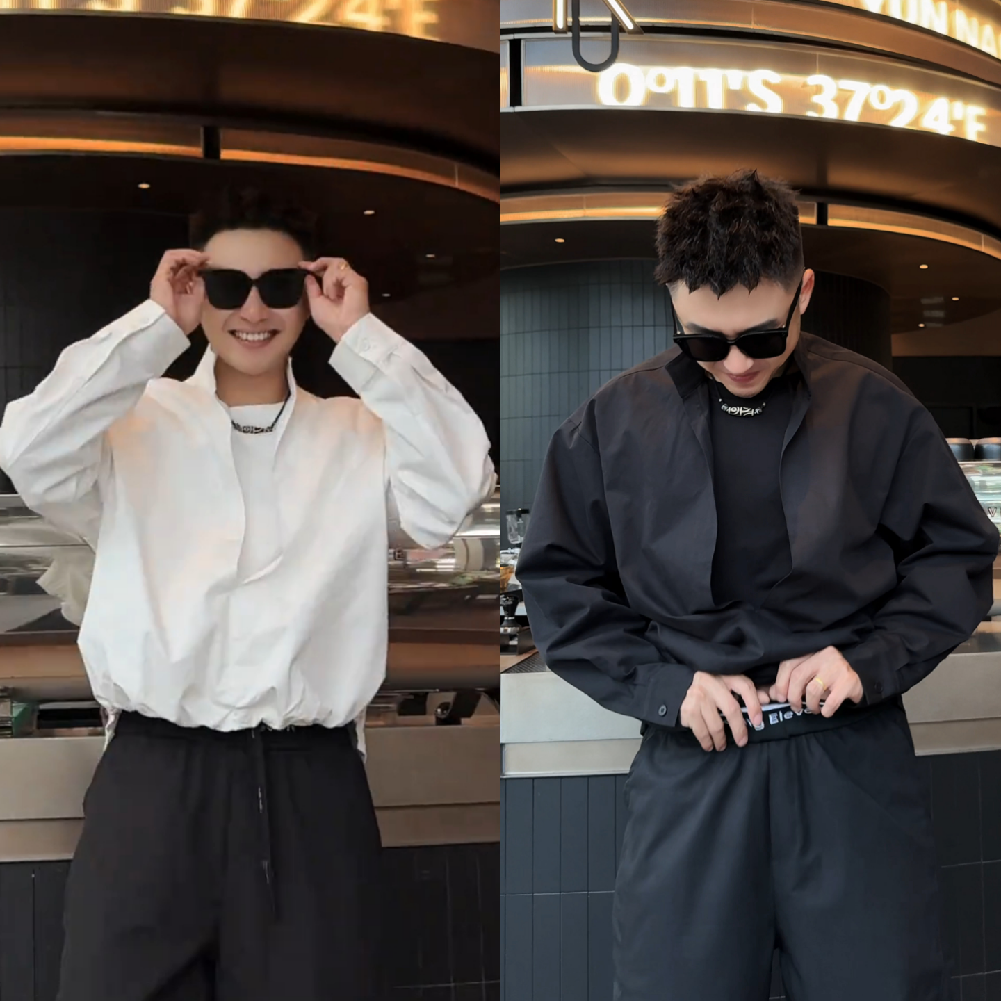 秋季新款假两件衬衫男