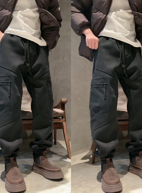 直播间同款冬季高品质加厚水洗做旧休闲裤男款大口袋工装束脚卫裤
