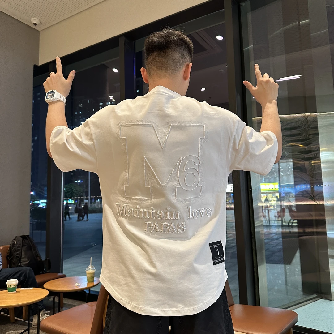 高品质夏季新款重磅时尚T恤男士圆领半袖简约透气宽松休闲短袖