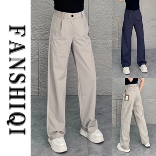 男士 秋季 百搭垂顺中高腰微阔西裤 潮牌宽松商务休闲裤 穿搭 品质男士