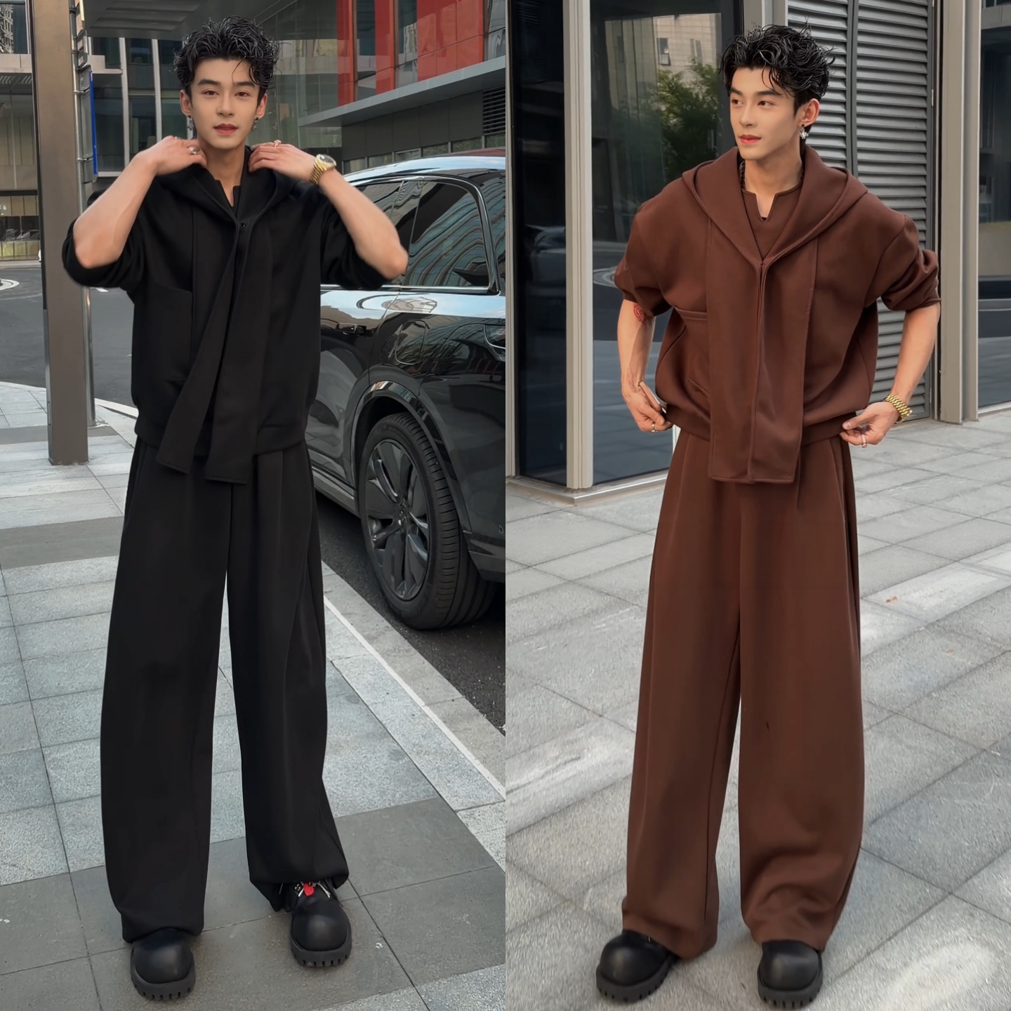 秋季上新时尚老钱风男士套装