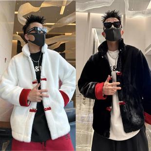 新中式国风外套男冬季新款高级感拼接撞色保暖夹克上衣男女同款潮