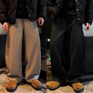 韩系弯刀休闲裤男冬季新款垂感高级感直筒卫裤柔软舒适简约设计感