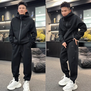 秋季新款男士套装潮流时尚连帽外套休闲运动服两件套男装搭配一套