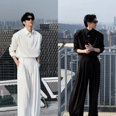 新品 套装 高品质套装 春季 设计师款 简约衬衫 休闲宽松衬衣长裤 痞帅潮