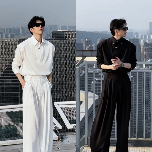 春季新品设计款衬衫长裤套装