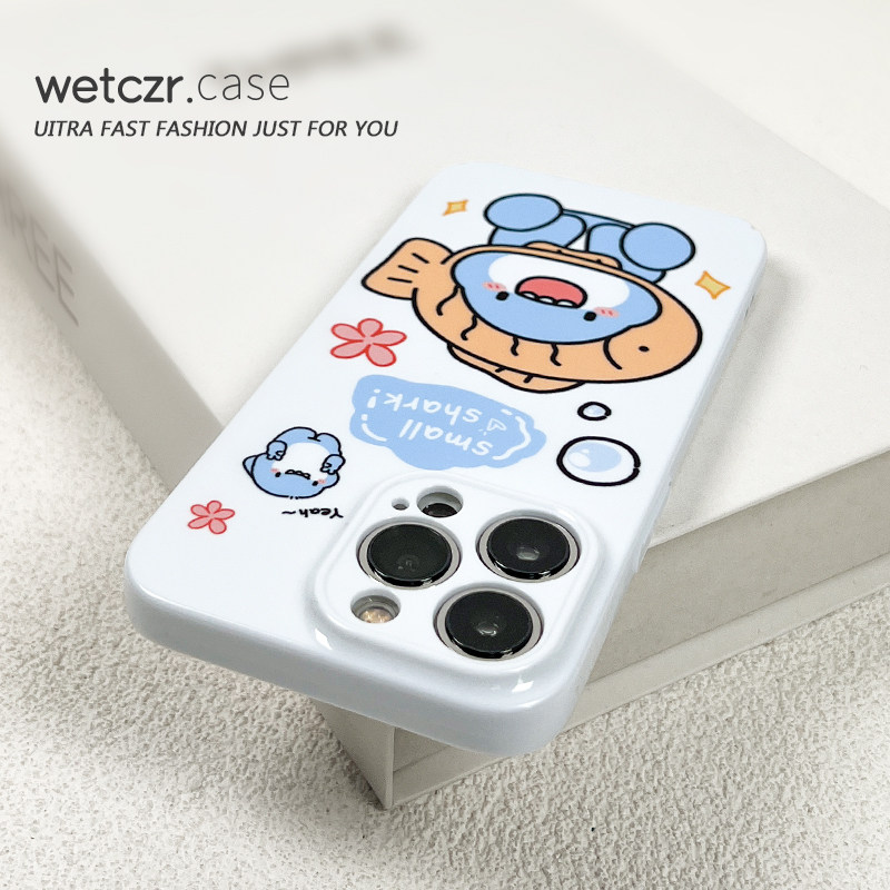 适用菲林手机壳vivo苹果15小米13可爱肥肥鲨iqoo新款oppo华为mate60pro红米k50一加11女三星s23荣耀70潮pro套