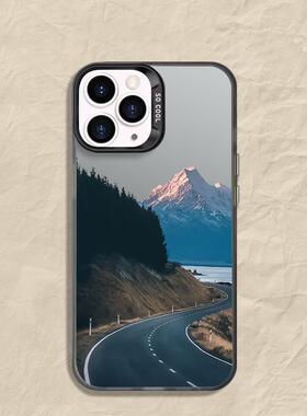 雪山公路~彩银磨砂iPhone15promax苹果13小米14适用nova12华为mate60红米K70手机壳vivoS18荣耀90男款oppoA2