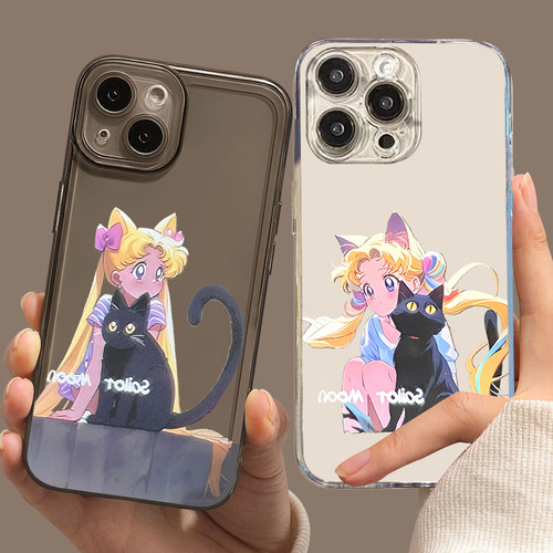 水冰月手机壳苹果15iPhone14黑猫13promax动漫少女11二次元8plus美少女战士x女生xr猫咪xs透明ip7软套适用i15