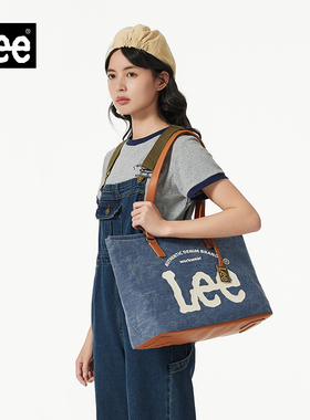 Lee牛仔大容量托特包女生休闲通勤单肩包时尚潮流手提上课电脑包