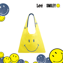 Lee&Smiley联名黄色托特包大容量购物袋卡通可爱笑脸女生牛仔帆布