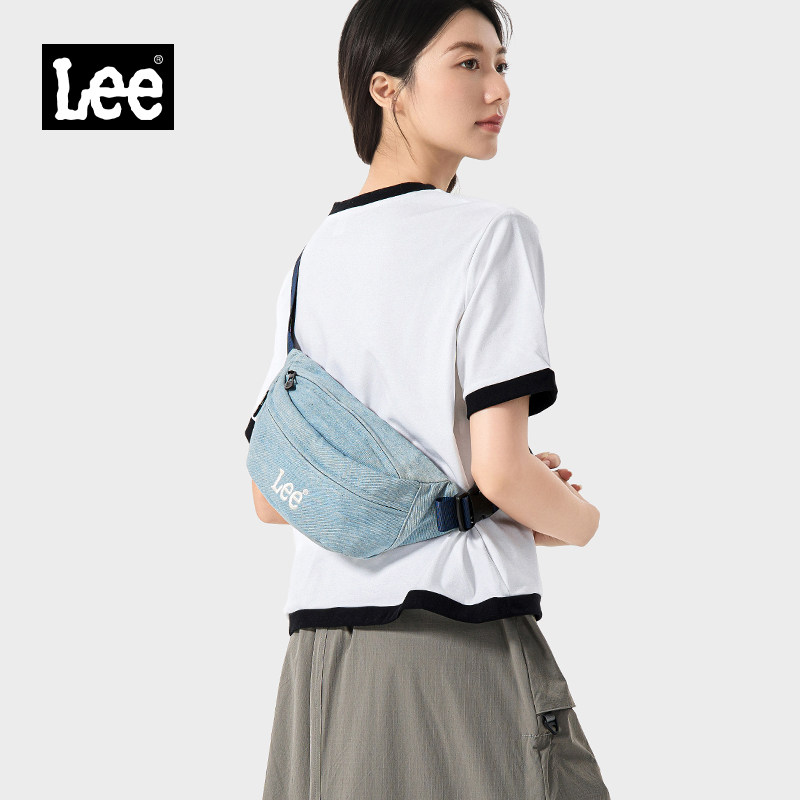 Lee简约单肩包女生街头斜挎包包夏天新款时尚通勤邮差包骑行腰包