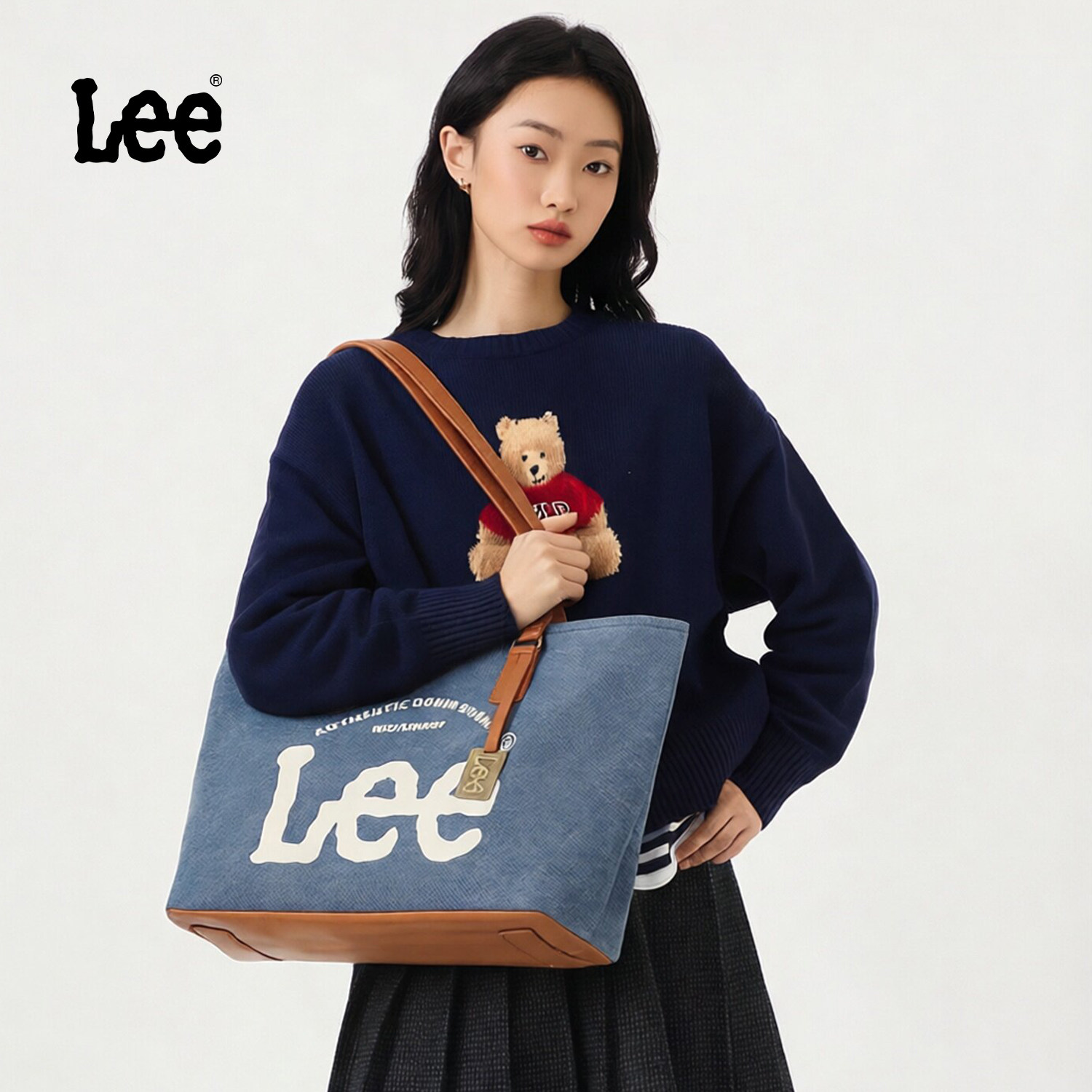 Lee托特包女2026新款单肩包大容量学生上课手拎包日常休闲通勤包