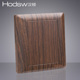 Hodsw汉顿棕木纹空白板开关电源插座面板胡桃木盲板墙壁盖板 86型