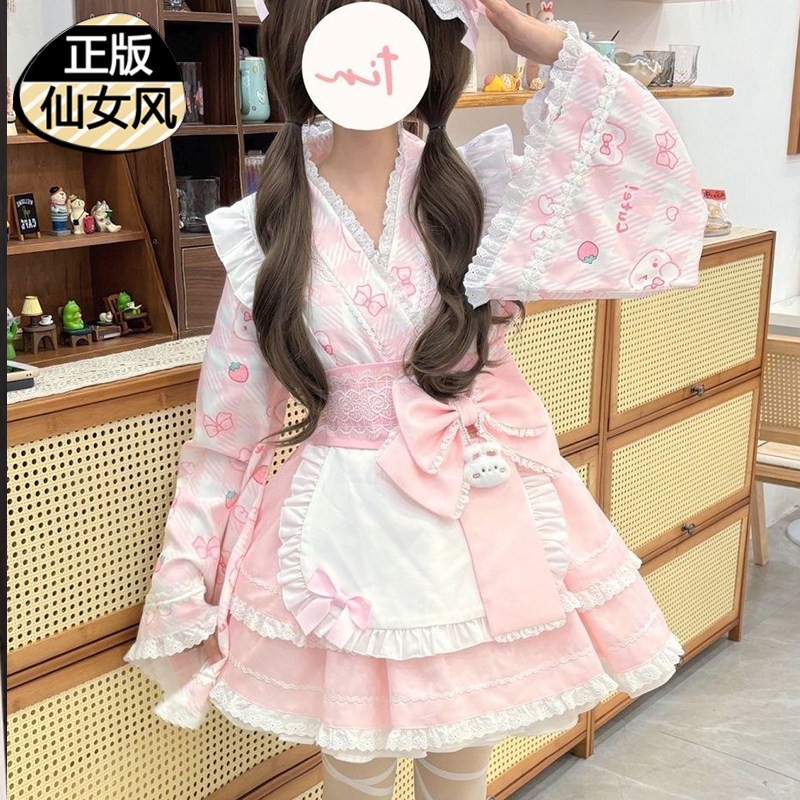 洛丽塔和风Lolita夏季裙子日系和服女仆连衣裙软妹甜美女孩萝莉塔
