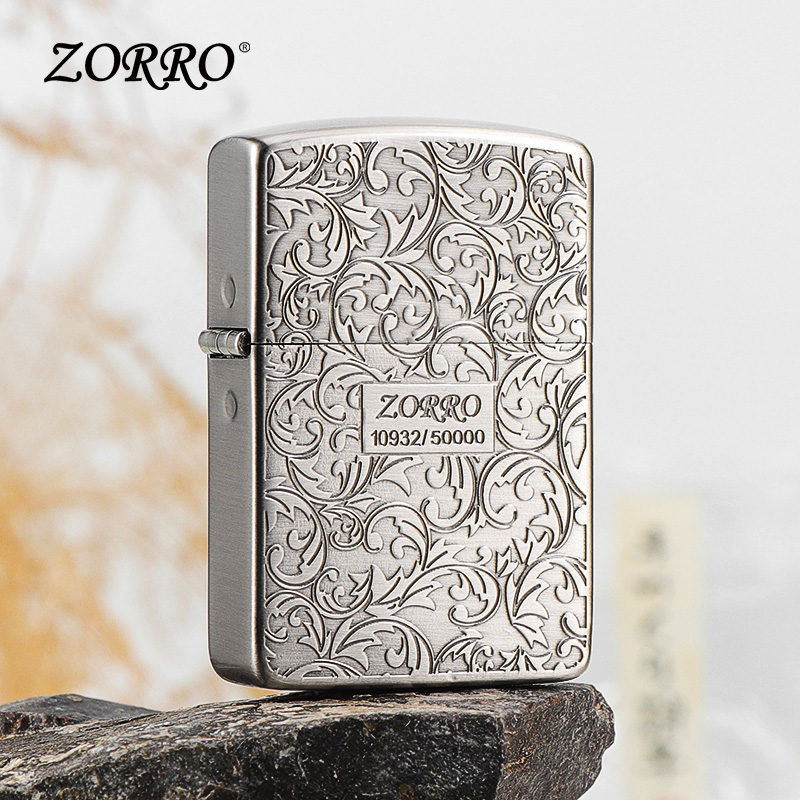 ZORRO/佐罗古银唐草防风打火机