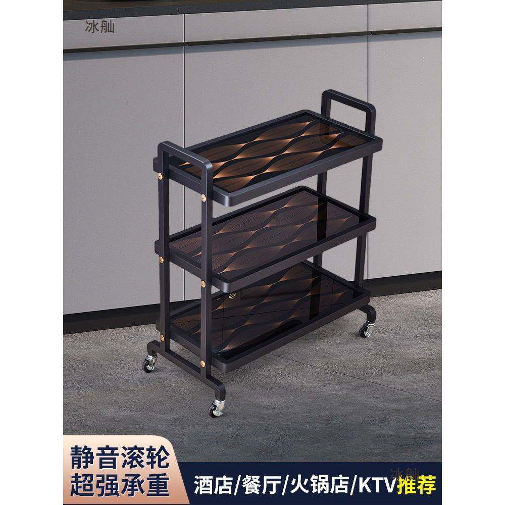 加厚不锈钢三层手推小餐车火锅店酒店餐厅送餐车上菜车商用小推车