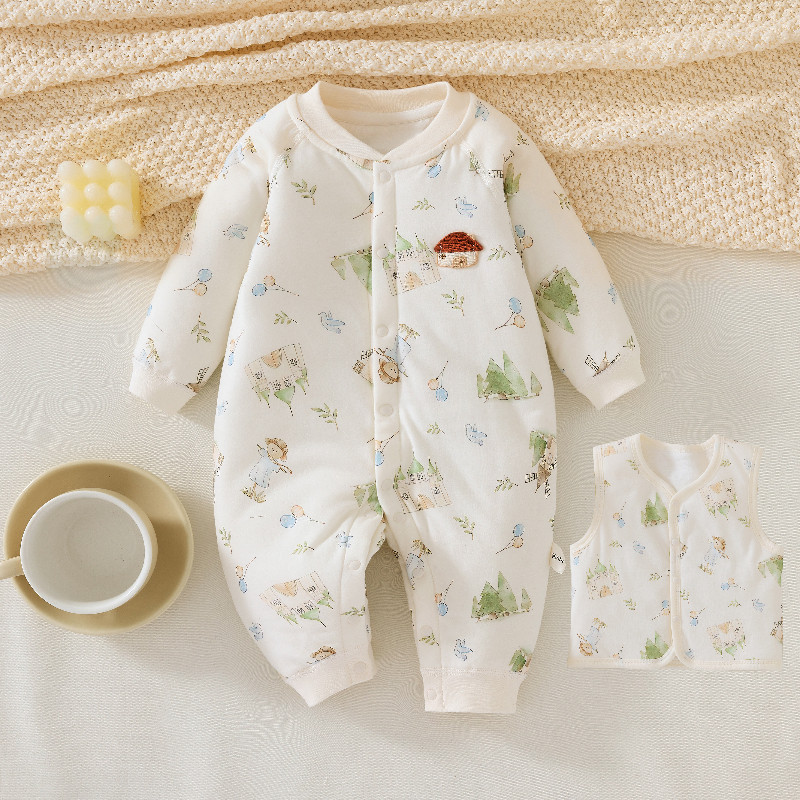 婴幼儿秋冬40g棉夹棉连体爬服