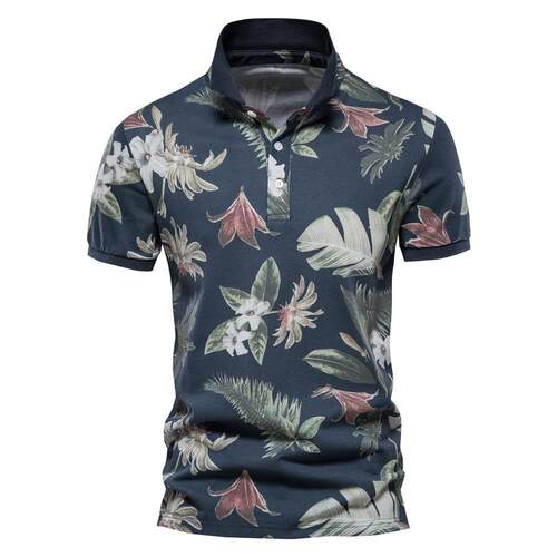 青年碎花短袖翻领poloT恤 Men's short sleeve lapel poloT s