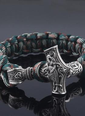 Ancient Norse Viking Men Bracelets Thor Mjolnir Hammer Parac