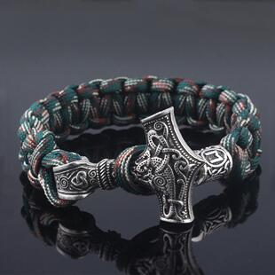 Ancient Norse Viking Men Bracelets Thor Mjolnir Hammer Parac