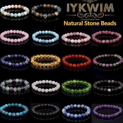 Natural Stone Bracelet Amethysts Turquoises Tourmalines Aqua