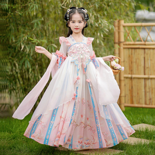 儿童新中式 汉服女童连衣裙2024夏款 超仙唐装 襦裙小女孩公主裙夏季