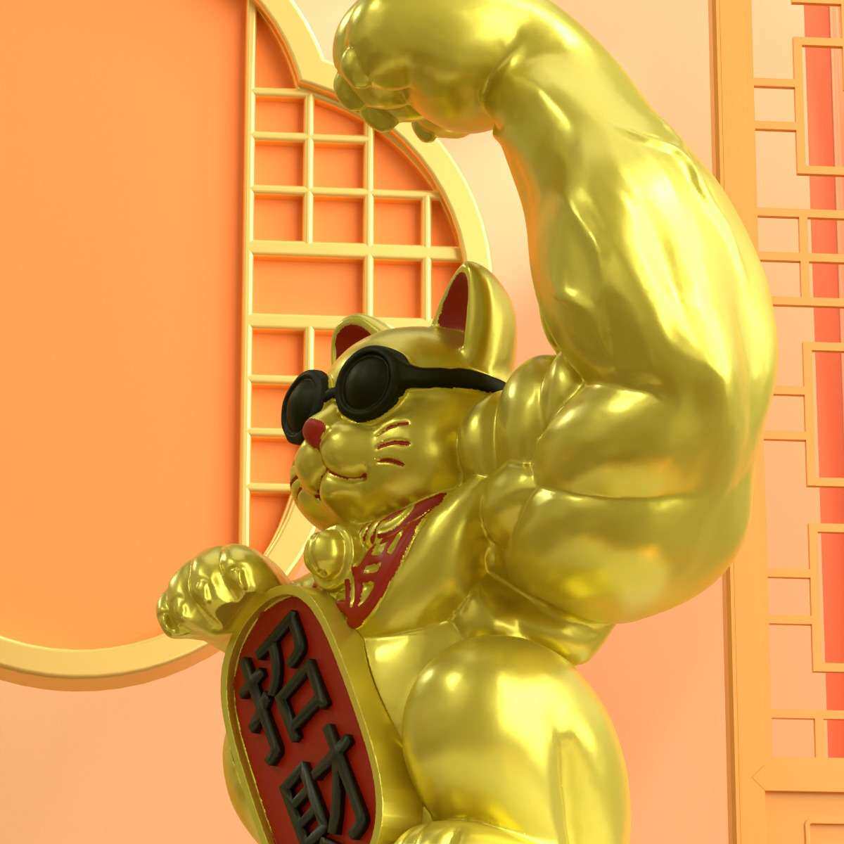 创意大力麒麟臂招财猫劫财猫汽车摆件车饰中控台饰品汽车内装饰品