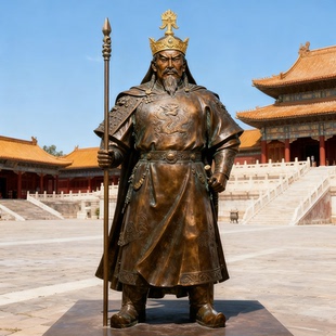 定制辽太祖耶律阿保机古代将军盔甲雕塑铜像景区影视剧定制