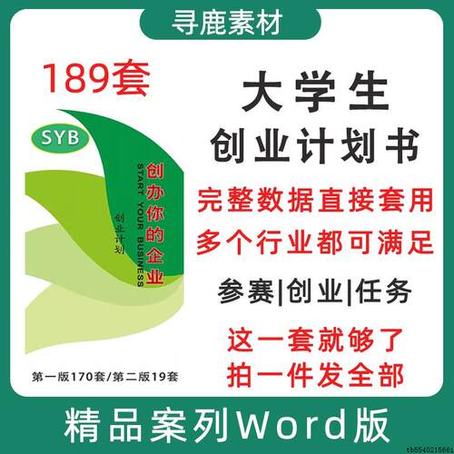 大学生syb创新创业计划书BP项目大赛word范文商业路演案列PPT模板