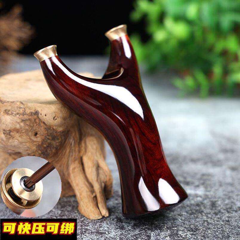 新疆西藏包邮紫檀快压实木弹弓飞虎扁皮精准户外射击免绑反曲弹工