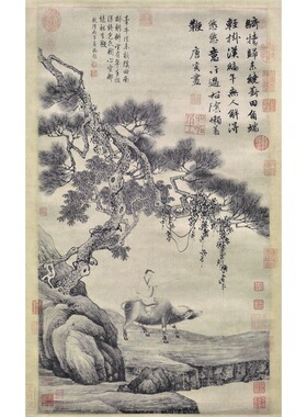 唐寅唐伯虎葑田行犊图高清复制