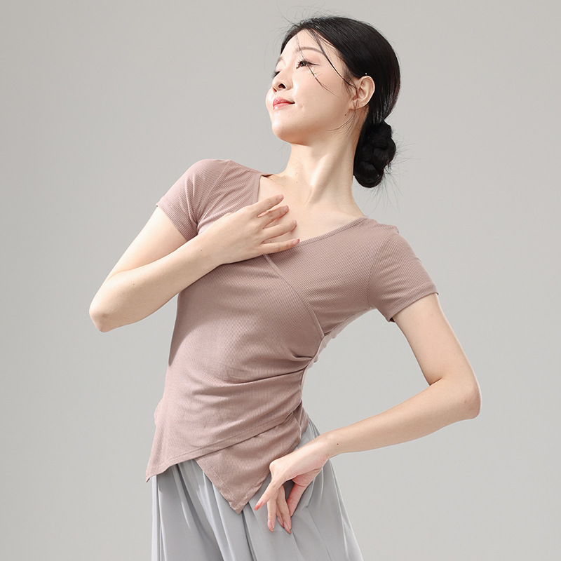 日本无印MUJIE夏秋专业中国古典舞蹈练功服女成人修身短袖袖上衣